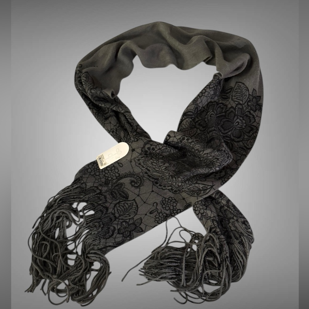 Jessica Simpson Black Lace Fringe Boho Shawl Scarf NWT